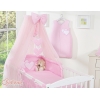 Babybett Bettwäscheset 11-tlg mit Moskitonetz - Hängende Herzen rosa