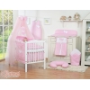 Babybett Bettwäscheset 11-tlg mit Moskitonetz - Hängende Herzen rosa
