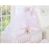 Babybett Bettwäscheset 11-tlg mit Moskitonetz - Hängende Herzen rosa kariert