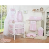Babybett Bettwäscheset 11-tlg mit Moskitonetz - Hängende Herzen rosa kariert