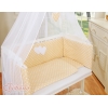 Babybett für Elternbett FABIO mit Matratze und Bettwäsche Set - Hängende Herzen Beige-Punkmuster