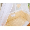 Babybett für Elternbett FABIO mit Matratze und Bettwäsche Set - Hängende Herzen Beige-Punkmuster