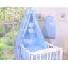 Babybett Himmel aus Baumwolle - Hängende Herzen Blau-Punktemuster