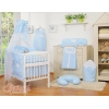 Babybett Himmel aus Chiffon - Hängende Herzen blau gestreift