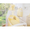 Babybett Himmel aus Chiffon - Hängende Herzen gelb gestreift