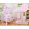 Babybett Himmel aus Chiffon - Hängende Herzen rosa gestreift