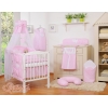 Babybett Himmel aus Chiffon - Hängende Herzen rosa gestreift