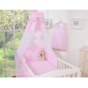 Babybett Himmel aus Chiffon - Hängende Herzen rosa gestreift