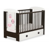 Braun Babybett mit Schublade MAXI 120x60cm Eulen Grau Rosa