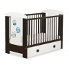 Braun Babybett mit Schublade MAXI 120x60cm Eulen Blau-Braun