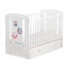Babybett mit Schublade MAXI 120x60cm Eulen Turkis Rosa
