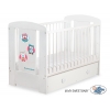 Babybett mit Schublade MAXI 120x60cm Eulen Turkis Rosa