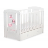 Babybett mit Schublade MAXI 120x60cm Eulen Grau Rosa
