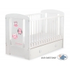 Babybett mit Schublade MAXI 120x60cm Eulen Grau Rosa