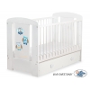 Babybett mit Schublade MAXI 120x60cm Eulen Braun Blau