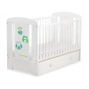 Babybett mit Schublade MAXI 120x60cm Eulen Turkis Grün
