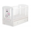 Babybett mit Schublade MAXI 120x60cm Eulen Rosa Grau