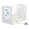 Grau Weiß Babybett mit Schublade MAXI 120x60cm Eulen