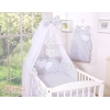 Babybett Moskitonetz aus Chiffon für Babybett - Hängende Herzen Schwarz-Punktemuster