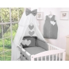 Babybett Moskitonetz aus Chiffon - Hängende Herzen anthrazit