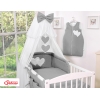Babybett Moskitonetz aus Chiffon - Hängende Herzen anthrazit