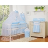 Babybett Moskitonetz aus Chiffon - Hängende Herzen blau gestreift