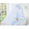 Babybett Moskitonetz aus Chiffon - Hängende Herzen blau kariert