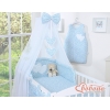 Babybett Moskitonetz aus Chiffon - Hängende Herzen blaue Blümchen