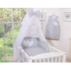 Babybett Moskitonetz aus Chiffon - Hängende Herzen Grau-Punktemuster