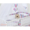 Babybett Moskitonetz aus Chiffon - Hängende Herzen lila gestreift