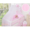 Babybett Moskitonetz aus Chiffon - Hängende Herzen rosa gestreift