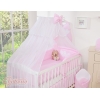 Babybett Moskitonetz aus Chiffon - Hängende Herzen rosa gestreift