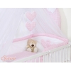 Babybett Moskitonetz aus Chiffon - Hängende Herzen rosa keriert
