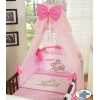 Babybett Moskitonetz aus Chiffon - Teddy Bär Barnaba rosa