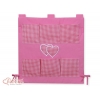 Babybett Tasche - Hängende Herzen dunkel rosa kariert