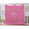 Babybett Tasche - Hängende Herzen dunkel rosa kariert