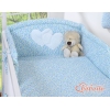 Babybettwäsche Set 2-tlg - Hängende Herzen blaue Blümchen