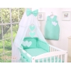 60x120 Babybettwäsche Set 5-tlg - Hängende Herzen Minze