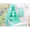 60x120 Babybettwäsche Set 5-tlg - Hängende Herzen Minze