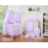 Babybettwäsche Set 5-tlg mit Himmel - Hängende Herzen Rosa - Punktemuster