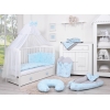 Babybettwäsche Set 5-tlg mit Moskitonetz - blaue Hasen