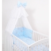 Babybettwäsche Set 5-tlg mit Moskitonetz - blaue Hasen