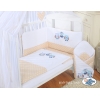 Babybettwäsche Set 5-tlg mit Moskitonetz - Eulen Bigi Zibi & Adele beige