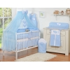 Babybettwäsche-Set Blau 5-tlg mit Moskitonetz - Hängende Herzen