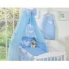 Babybettwäsche-Set Blau 5-tlg mit Moskitonetz - Hängende Herzen