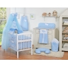 Babybettwäsche-Set Blau 5-tlg mit Moskitonetz - Hängende Herzen