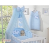 Babybettwäsche-Set Blau 5-tlg mit Moskitonetz - Hängende Herzen