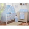 Babybettwäsche-Set Blau 5-tlg mit Moskitonetz - Hängende Herzen