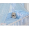 Babybettwäsche-Set Blau 5-tlg mit Moskitonetz - Hängende Herzen