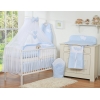 Babybettwäsche-Set 5-tlg mit Moskitonetz - Hängende Herzen blau kariert